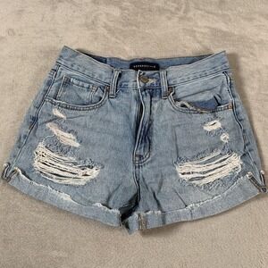 Aeropostale Women's Light Blue Distressed Shorts